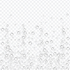 Bubbles in water on transparent background. Bubbles in water for wallpaper, texture background and pattern template. Water bubbles, vector background