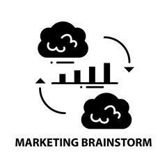 marketing brainstorm icon, black vector sign with editable strokes, concept illustration