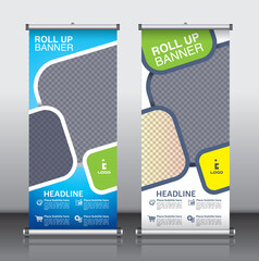 roll up brochure flyer banner design vertical template vector, abstract geometric background, modern x-banner and flag-banner,rectangle size.