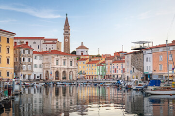 Piran old town with habor, Slovenia