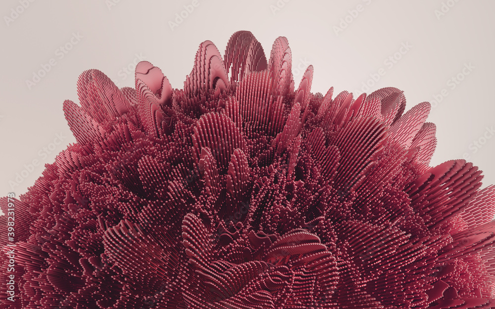 Fototapete 3d render of abstract detailed shape. dynamic futuristic background.