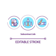 Subcontract job concept icon. Outsourcing practice idea thin line illustration. Freelancer, independent contractor. Contractual fee. Vector isolated outline RGB color drawing. Editable stroke