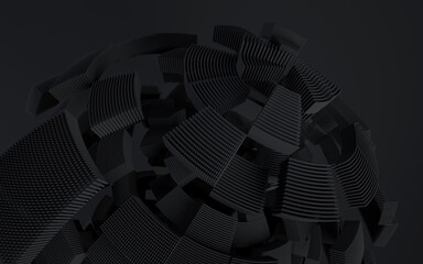3d render of abstract deatailed shape. Dynamic futuristic background.