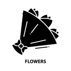 flowers icon, black vector sign with editable strokes, concept illustration