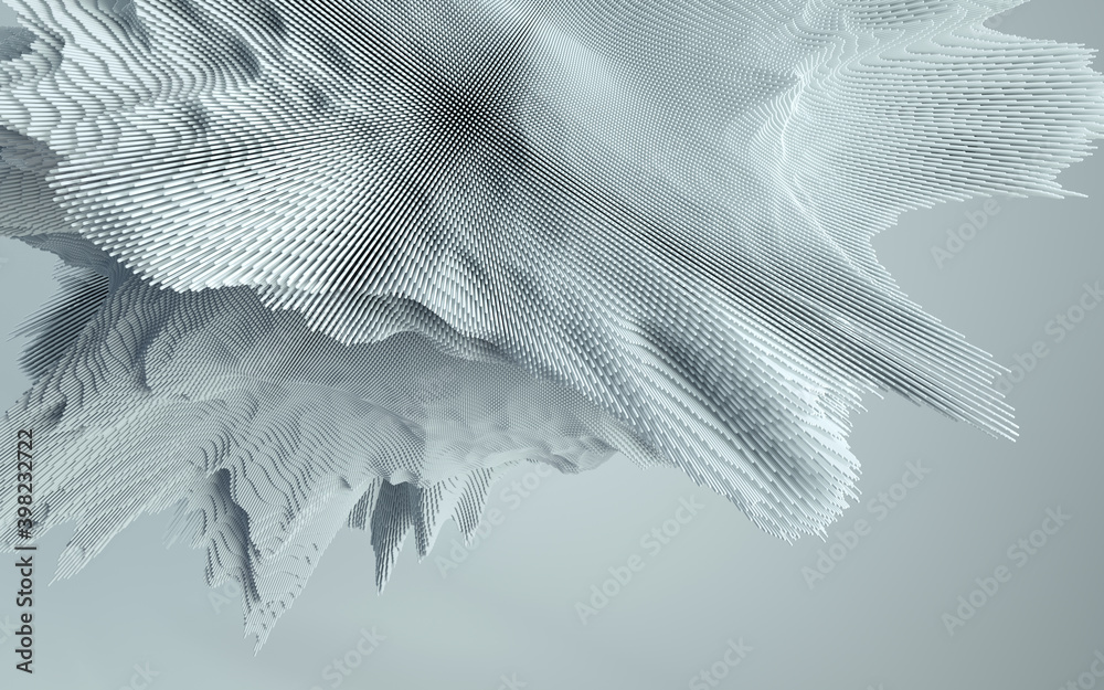 Fototapete 3d render of abstract detailed shape. Dynamic futuristic background.