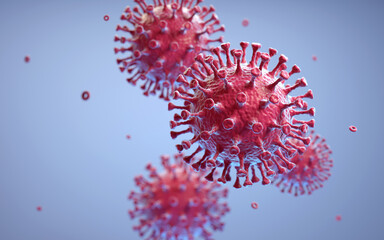 Coronaviruses influenza 3d rednder. Coronavirus COVID-19 colorful background. 