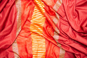Wrinkled red fabric background