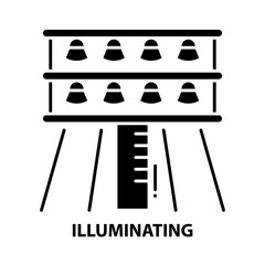 illuminating icon, black vector sign with editable strokes, concept illustration