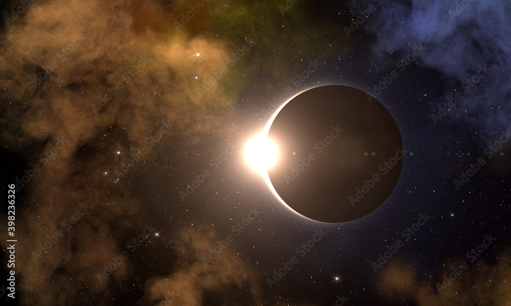 Wall mural solar eclipse. galaxy and nebula. elements of this image furnished by nasa.
