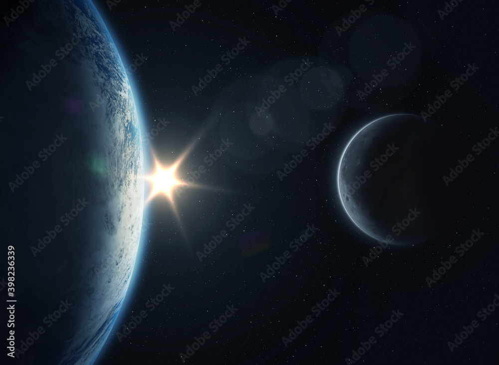 Wall mural earth and moon. elements of this image furnished by nasa.