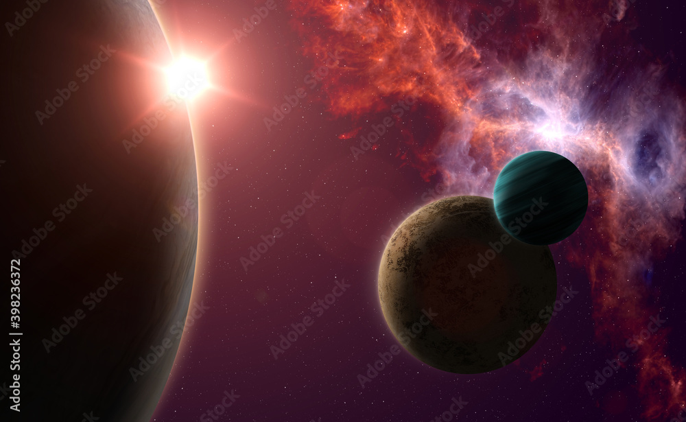 Sticker planets in deep space. elements of this image furnished by nasa.