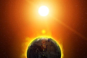 Planet Earth. Global warming. Elements of this image furnished by NASA.