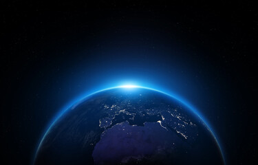 Night Earth. Elements of this image furnished by NASA.