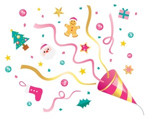 Fototapeta premium ピンクのクリスマスのクラッカー