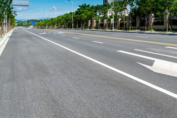 Empty urban road and buildings in China