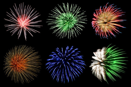 Colorful firework explosions