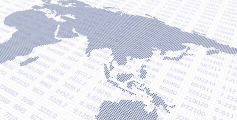 数字と世界地図（アジア）　An Asian edition. © yoshitaka