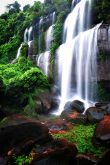 Beautiful waterfall background pictures Tat Phimanthip Waterfall Located in the northeast of Thailand.