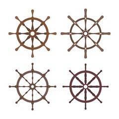 Set of steering boat wheels icon. Travel concept. Rudder, helm symbol. Template for mobile, website app or infographics materials.
