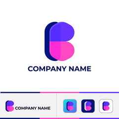 Colorful B Letter Logo. B Letter Logo Design Vector with Modern. 