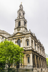 Fototapeta premium Church St Mary le Strand (1723) at the eastern end of the Strand in the City of Westminster, London. It is the official church of the Women's Royal Naval Service.