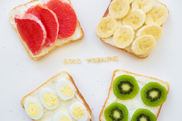 bright mix sandwiches for breakfast, good morning inscription