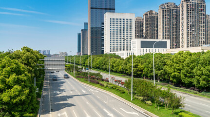 The century avenue of street scene in shanghai Lujiazui,China.