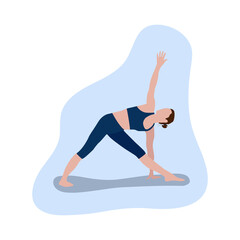 Vector illustrations depicting a girl who shows yoga poses. Design for of a booklet, flyer, poster, website