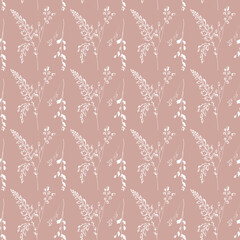 Kawaii delicate square seamless summer trending floral pattern on pink background border. Doodle contour line digital art. Print for fabric, clothing, textile, wallpaper botany tiles