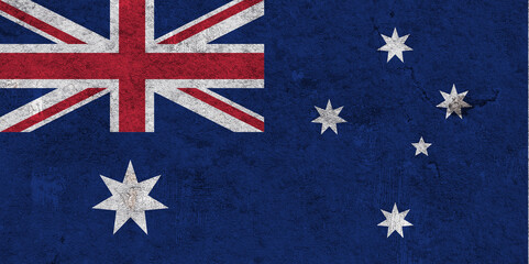 Fahne von Australien auf verwittertem Beton