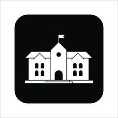 Education & School line icons for building & university on white background. color editable