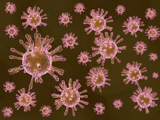 Coronavirus COVID-19 under the microscope. 3d illustration