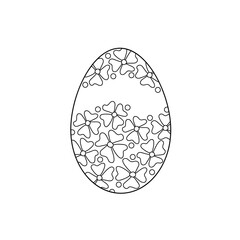 Outline Easter Eggs. Coloring book for adult and child. Doodle style flowers. Hand-drawn vector illustration