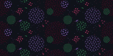 Dark Seamless Abstract Winter New Year Pattern Vector Illustration Art