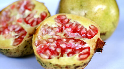 White Pomegranates on white background.