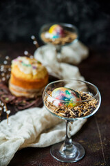 Easter composition with egg in the glass, the trend