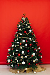 Christmas tree with gifts decor garland interior new year