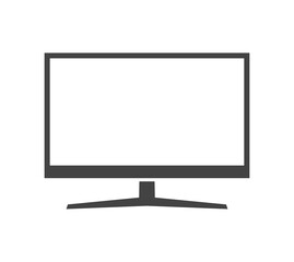 Monitor widescreen silhouette monochrome icon. Computer or tv empty screen, display.