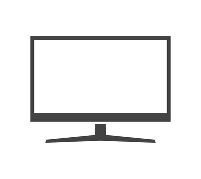 Monitor widescreen silhouette monochrome icon. Computer or tv empty screen, display.