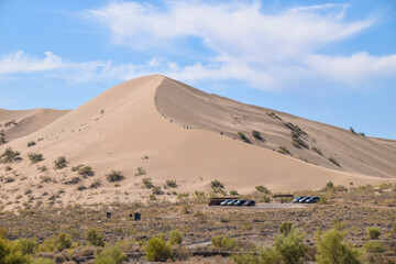 Fototapeta na wymiar Singing dune (Sand dune) in the Altyn Emel Nationalpark, Kazakhstan