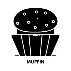 muffin symbol icon, black vector sign with editable strokes, concept illustration
