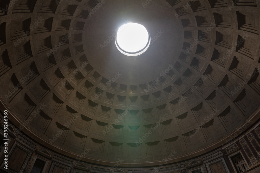 Wall mural panoramic view of interior of the pantheon (temple of all the gods)