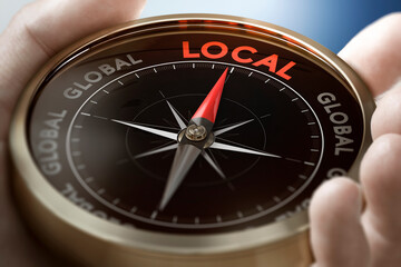 Global and Local Economy Concept. Shop Locally