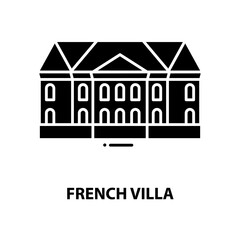 french villa icon, black vector sign with editable strokes, concept illustration