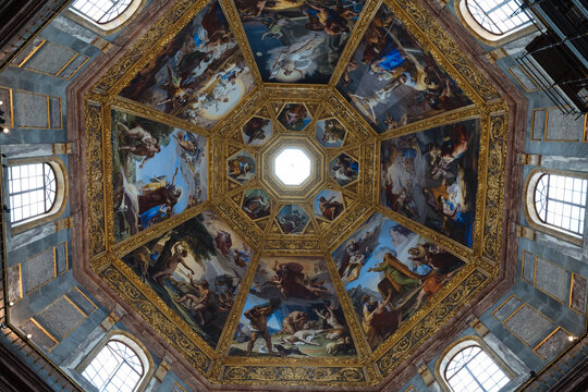Panoramic view of interior cupola of the Medici Chapels (Cappelle Medicee)