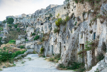 historical houses in the rocks of Matera, Italy