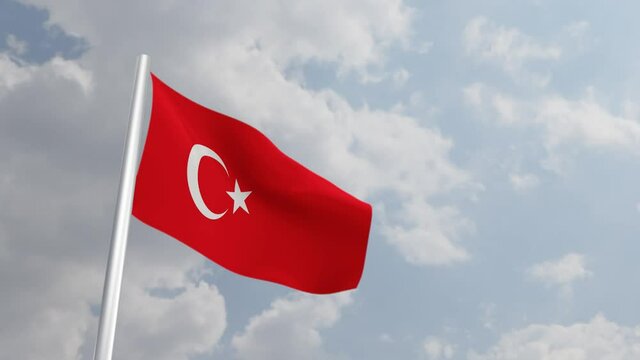 Turkey Flag with 3D Rendering Closeup Cinematic. 4K