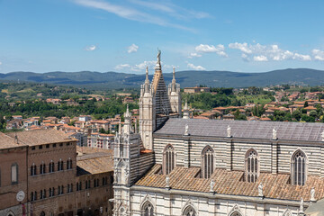 Panoramic view of exterior of Siena Cathedral (Duomo di Siena)