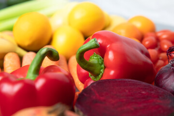 Healthy vegetables on a gray background with copy space. Banner Online shop concept.