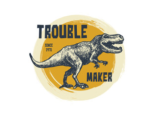 Vintage typography t-shirt graphics with trex face, vector illustration.